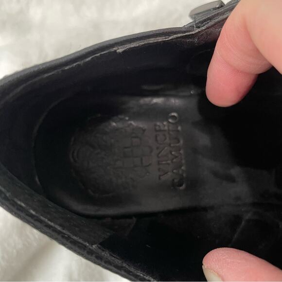 Vince Camuto Cosmika black buckle ankle booties size 7.5 boots leather - Picture 7 of 8